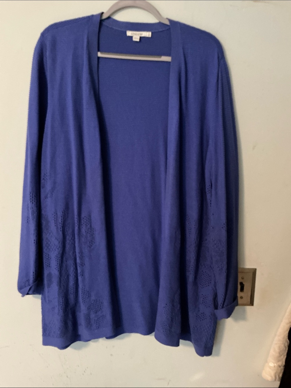 Chicos Size 3 (XL) purple cardigan perforated design
